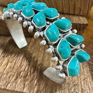 Doppellagiges Navajo Türkis Armreif Armband Design, Southwestern Cowgirl, Schiff - Bild 1 von 12