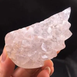 Natural Brazilian Crystal Quartz Agate Geode Carved Wing Healing Decorate 108g - Picture 1 of 8