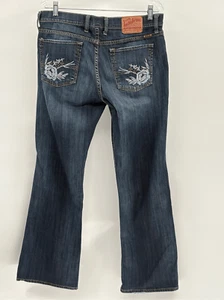 Lucky Brand Jeans Bootcut Embellished Pocket Women 12 Waist 31 Dark Blue Wash - Picture 1 of 11