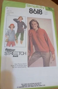 Top Simplicity Pattern 8618 Miss 10-14 tejido elástico cuello en V de colección sin cortar - Imagen 1 de 2