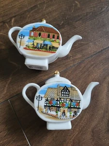 Regency Ceramic Miniature Tea Pot Groceries Shop Design X 2 - Picture 1 of 8