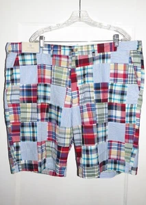 NEW Castaway Nantucket Island Madras Patchwork Plaid CISCO Cotton Shorts Mens 42 - Picture 1 of 4