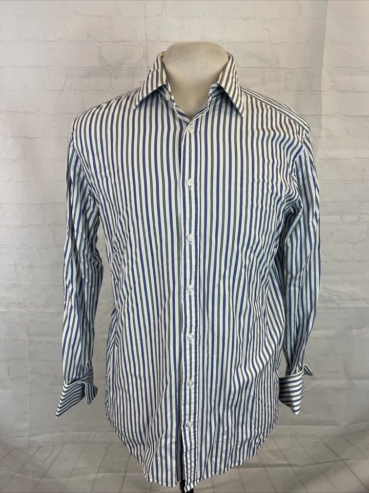 Thomas Pink Men's White Striped Cotton Dress Shirt 15.5 -34 $158 - Image 1 of 4