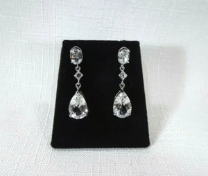 9.34 ct Natural White Topaz Solid Sterling Silver Drop Post Earrings - Picture 1 of 12