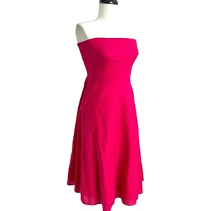 J Crew Trägerloses Midikleid 4 Fuchsia Pink Retro Preppy Struktur Resort  - Bild 1 von 12