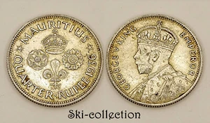 1/4 Quarter Rupee 1936, Mauritius. British Empire. George V. Silver - Picture 1 of 1