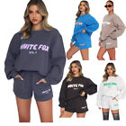 2Pcs White Fox Boutique  Ladies Hoodies Tracksuit Sets Sweatshirt Shorts UK