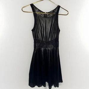 Dressy Collection Bershka Black Silk & Lace Zip Up Dress/ Sheer Waist & Back Sml - Picture 1 of 9