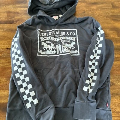 Levi's Levi Strauss & Co. Logo Size M Pullover Hooded Sweatshirt Hoodie Grey - Image 1 of 4
