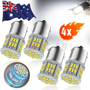4X BA15S 1156 CAR GLOBE 54 LED BRAKE REVERSE TURN STOP TAIL LIGHT BULB WHITE 12V - Picture 1 of 9