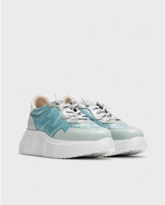 Sneakers Wonders Berlin donna in pelle e tela A-3602 Acqua - Cielo - Argento - Immagine 1 di 4