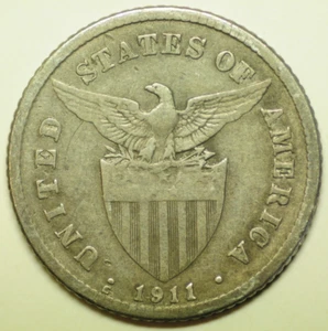 mw27962 Philippines Silver 20 Centavos 1911 S - San Francisco Mint KM#170 - Picture 1 of 2