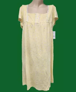 NWT Womens S/S Nightgown Croft & Barrow Yellow Floral Cotton Blend Knit - Picture 1 of 5