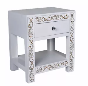 White Bedside Table Dresser Boxspring Type Side Table Console - Picture 1 of 5