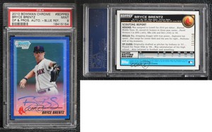 2010 Bowman Draft Chrome Prospects Blue Refractor Bryce Brentz PSA 9 MINT Auto