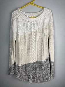 LL Bean Women's Signature Fisherman Cable Knit Sweater Size M 100% Cotton - Picture 1 of 6