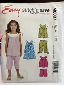 McCalls Easy Stitch 'n Save M6007 Children Top Dress Shorts Capri Uncut Sz 1-2-3 - Picture 1 of 2
