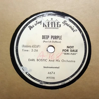 EARL BOSTIC Deep Purple/Smoke Rings KING PROMO 4674 78RPM HEAR - Image 1 of 2