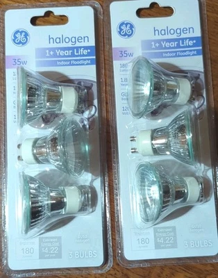 6@ GE Halogen Indoor Floodlight 35W GU10  New Sealed - Total 6 Bulbs Free Ship - Image 1 of 4