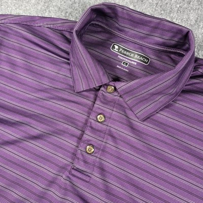 Pebble Beach Performance Polo Shirt Mens Large Purple Polyester Spandex Stretch - Image 1 of 4