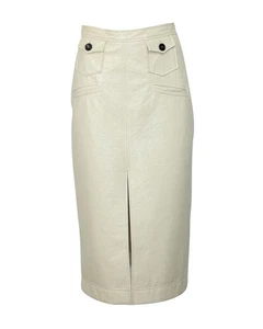 Jupe crayon midi Alexa Chung en PVC blanc crème - Photo 1/5
