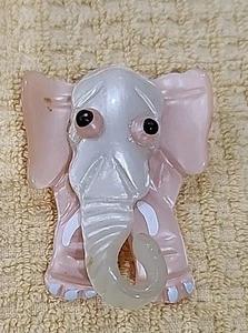 Spilla spilla vintage in celluloide rosa elefante perlato - Foto 1 di 3