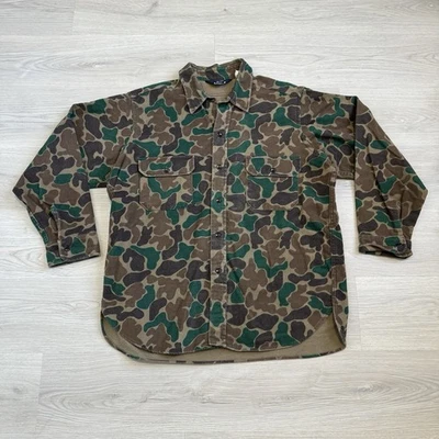 VINTAGE Woolrich Shirt Mens Green Camo Wool Duck Frog Skin Flannel Hunting XL - Image 1 of 4