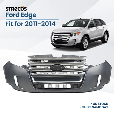 For 2011-2014 Ford Edge Front Bumper Cover Assembly Grille Grill Kit Primed - Image 1 of 4