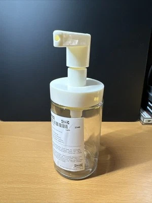 IKEA TACKAN 8 oz. Dispensador de loción de jabón blanco vidrio transparente fácil de rellenar Foto 1 de 2