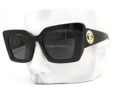 Burberry Sunglasses B 4344 3001/87 Polished Black Gray Pale Gold Logo with Case - Image 1 of 4