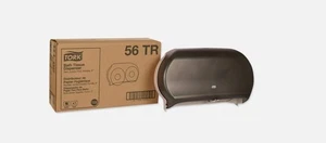 Tork Twin Jumbo Roll Bath Tissue Dispenser 19.29 x 5.51 x 11.83 Smoke/Gray- 56TR - Picture 1 of 3