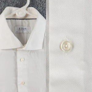 Eton Slim Cotton White Romania 15.75 Oxford Business Men Shirt Convertible Cuff - Picture 1 of 22