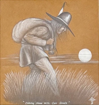 Jonny Tiger Jr Original "Coming Home With Can Goods" - Image 1 of 3