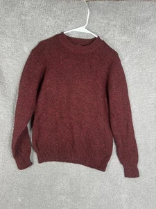 LL Bean Sweater Mens Medium Red Marled 100% Lambswool Crewneck Knit Pullover - Picture 1 of 9