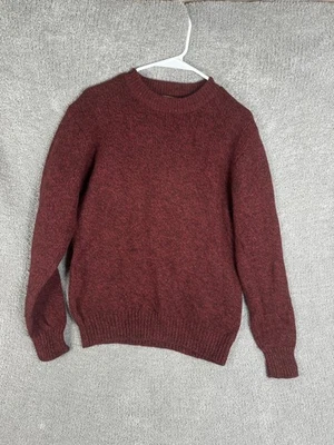 LL Bean Sweater Mens Medium Red Marled 100% Lambswool Crewneck Knit Pullover - Image 1 of 4