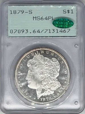 1879-S PCGS Rattler MS64PL CAC Morgan Silver Dollar 7131467 - Image 1 of 2
