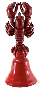 Campana de mano de langosta de metal rojo vintage decoración de cocina náutica costera - Imagen 1 de 5