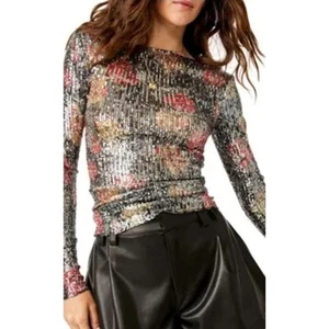 FREE PEOPLE Gold Rush manica lunga Midnight Combo taglia media OB1812425 nuovo con etichette - Foto 1 di 10