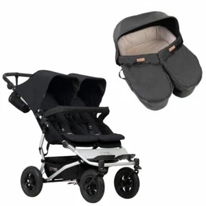Mountain Buggy Duet V3.2 Doppelsitz-Buggy schwarz + Zwillingsbabywanne schwarz - Bild 1 von 12