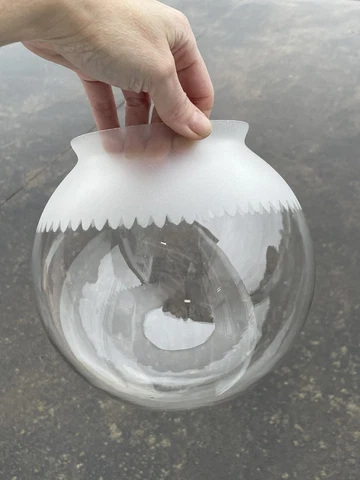 Antique Vtg Glass Globe Shade ~ Gas Oil Lamp Humphrey Arc Acid Etched 7.5" 5"Fit Cover