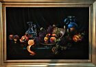 Fruits - 44x63'' Original Oil Painting On Velvet Canvas