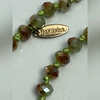 NATASHA Jadelike Green Beaded Endless Necklace Single Strand 36" Length - Image 1 of 4
