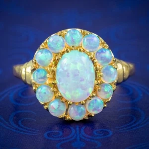 Lab-Created Fire Opal 3.00Ct Oval Engagement Ring 14k Yellow Gold Plated Silver - Picture 1 of 6