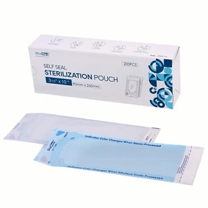 2000(10 boxes)Sterilizer Bags Self Sterilization Pouches, Dental Tattoo,3.5"x10" - Picture 1 of 8