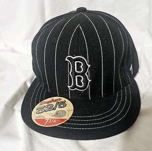 NEW ERA MLB BOSTON RED SOX BLACK FITTED HAT SIZE 7 3/4 Zephyrs - Picture 1 of 6