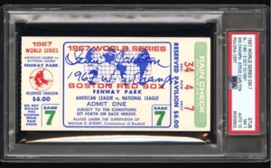 1967 Steve Carlton HOF Signed Baseball Game 7 WS Ticket Stub PSA 7 Certified 10 - Picture 1 of 5