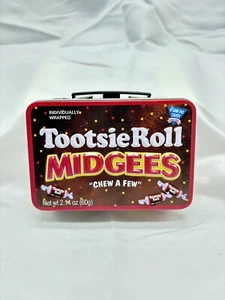1990's Tootsie Roll Midgees Miniature 3x4 Brown Tin Mini Metal Lunchbox Vintage - Picture 1 of 7