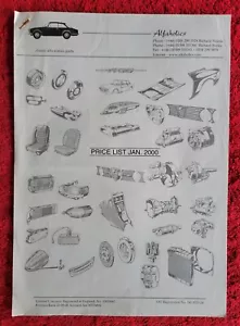 ALFAHOLICS ALFA ROMEO 6 PAGE PRICE LIST BROCHURE 2000 - Picture 1 of 1