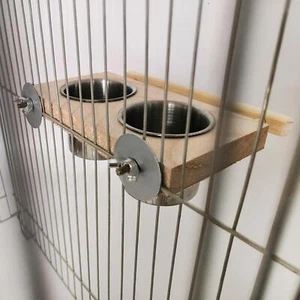 Vogelfutter Geschirrtassen Holzbarschständer Papagei Käfig Futter & Wasserschüssel für - Bild 1 von 11