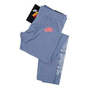Nike Girls Activewear Leggings Blue White Heathered Stretch Tight Fit S New - Picture 1 of 5